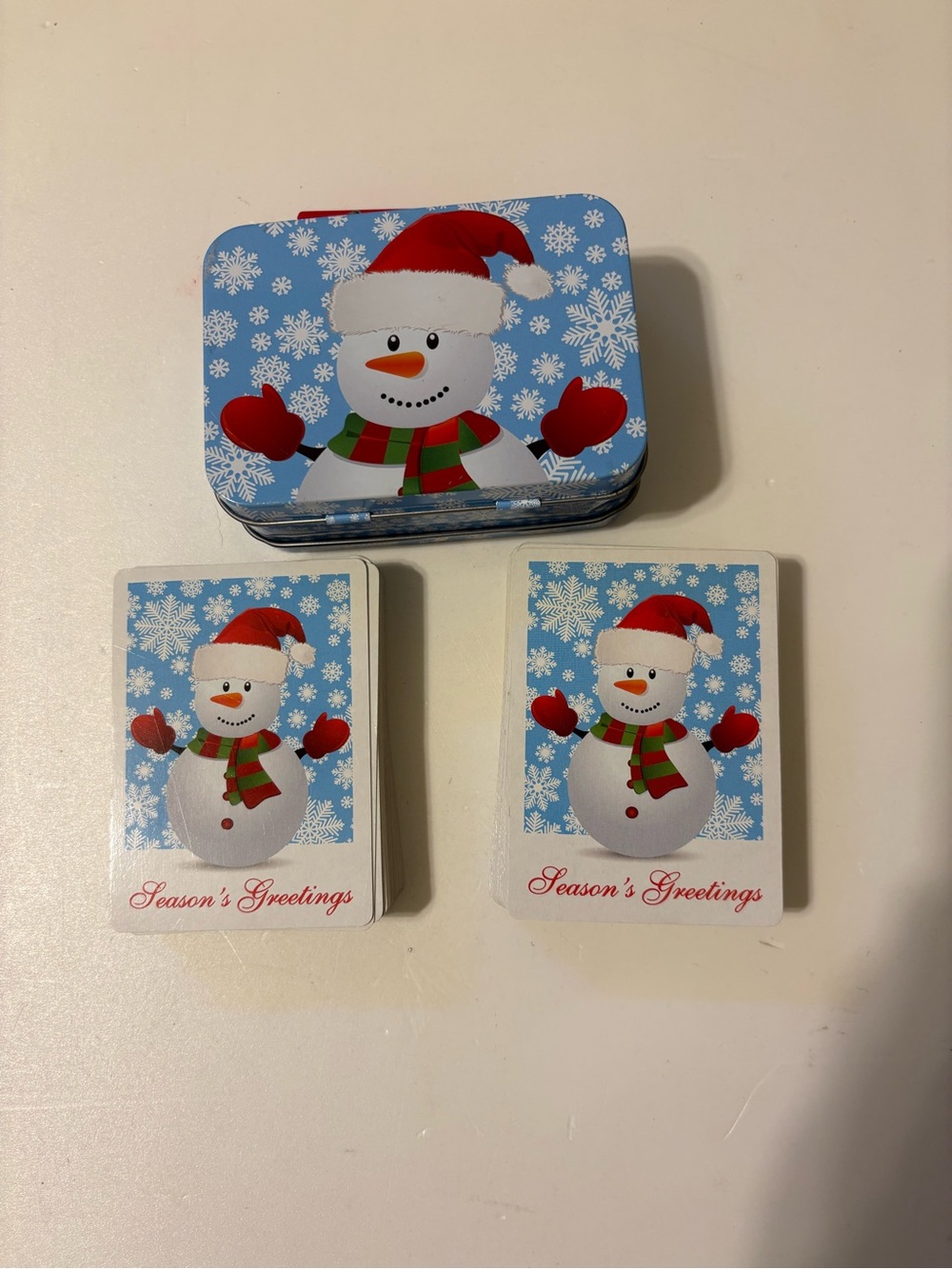 Holiday Snowman Playing Card and Tin Set - Two decks no Jokers